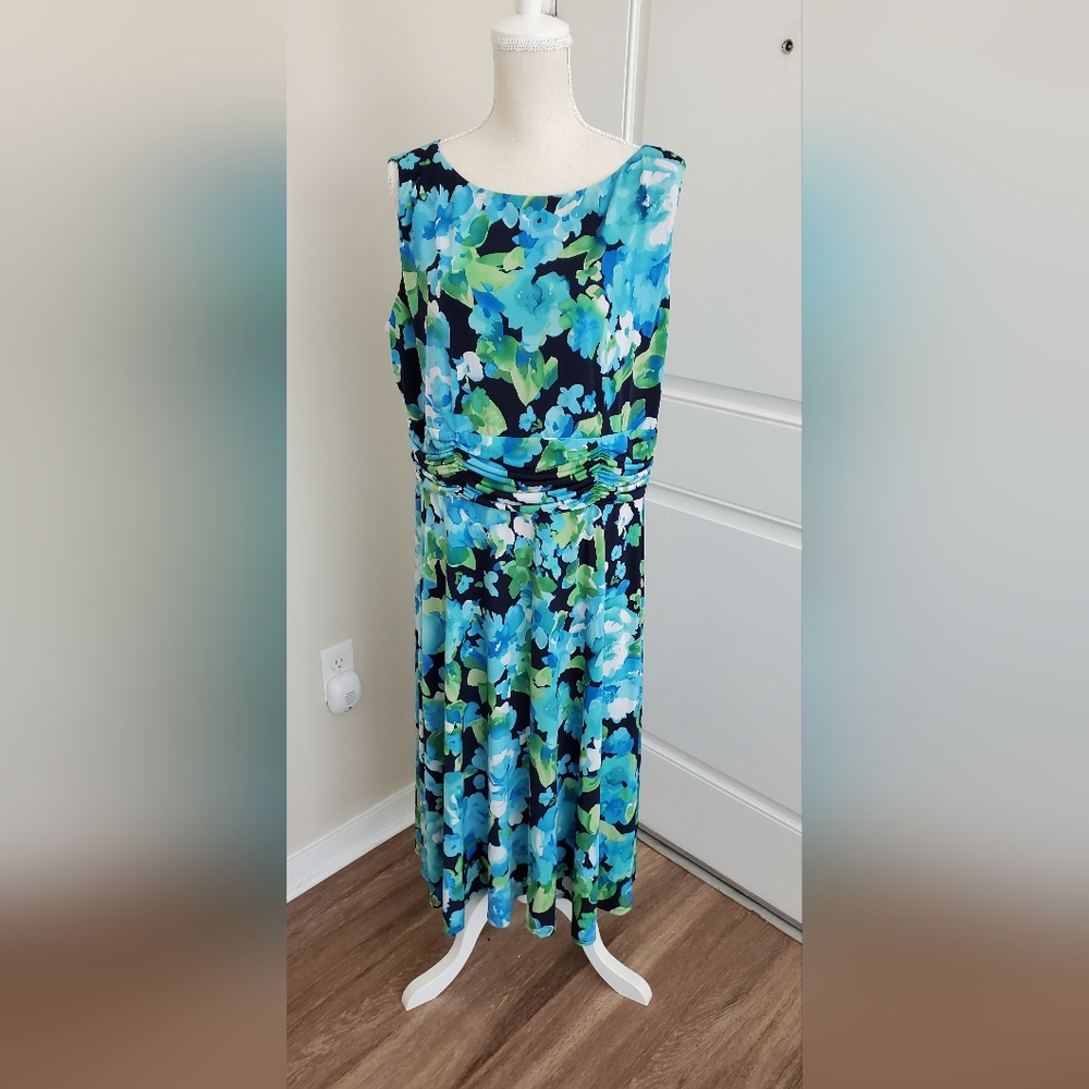 CJ Banks Blue Floral Dress Size 18 W